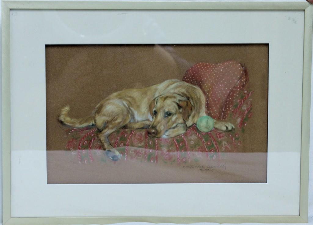 Coleman, Pastel, Golden Retriever laying with Ball, 21st Century (1 of 3)