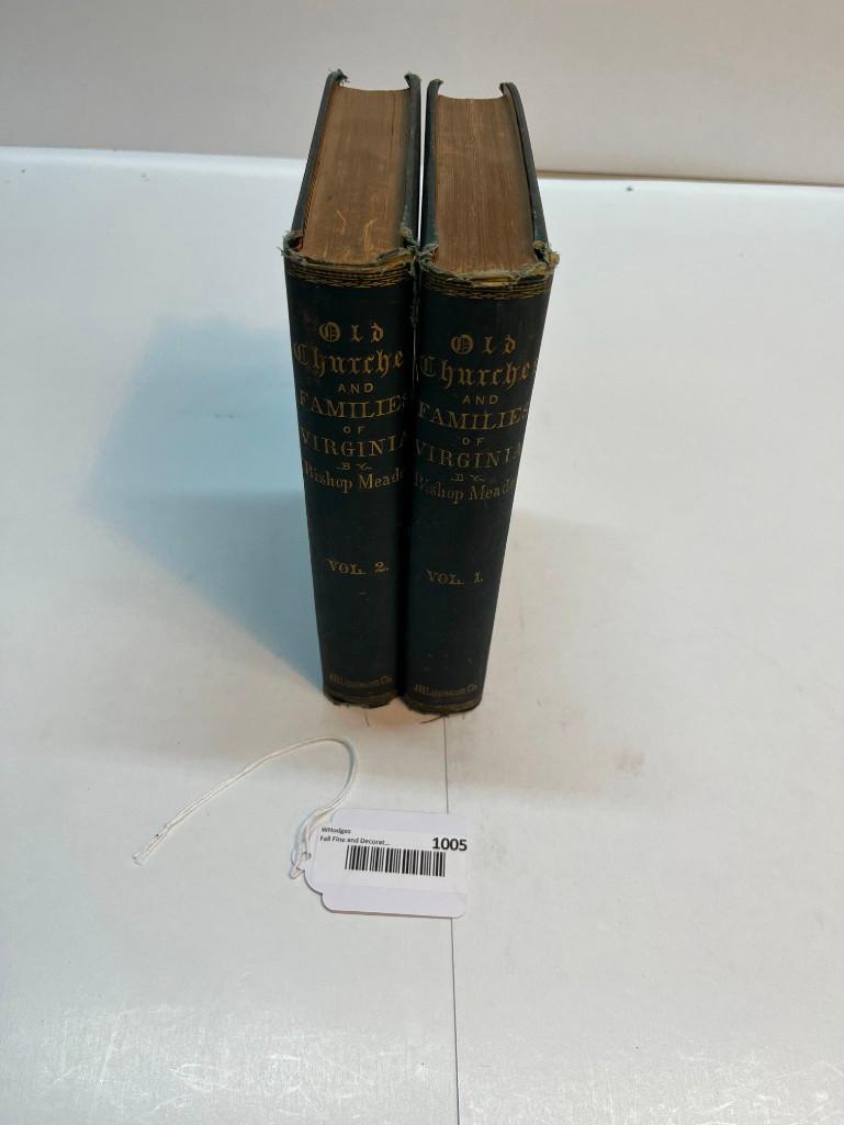 "Old Churches and Families of Virginia" By Bishop Meade: Vol I & II J.B. Lippencott Company, 1889 From the estate and lifelong collection of William Garrett Hodges (1946-2014). Hodges was a Virginia-based dealer of fine arts, with specialization in prin
