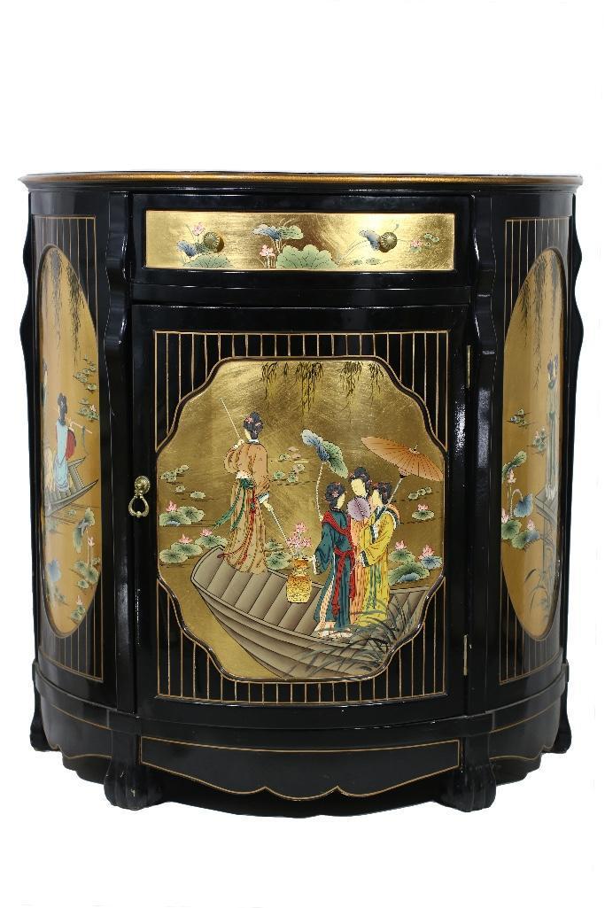 A Vintage Chinoiserie Decorated Demilune Commode (1 of 6)