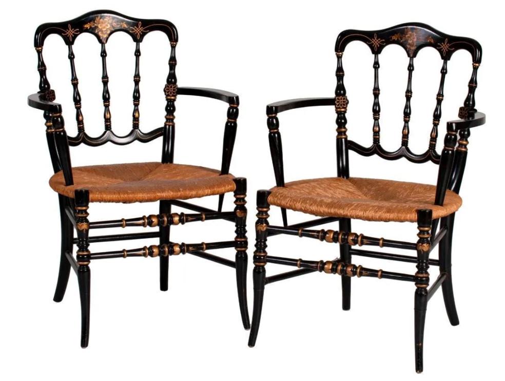 A Pair of American Ebonized and Stenciled Fancy (1 of 2)