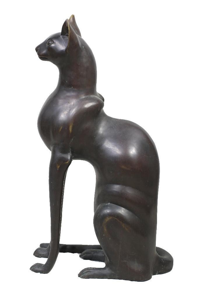 A Large Mid Century Egyption Revival Brass Cat Statue (1 of 3)