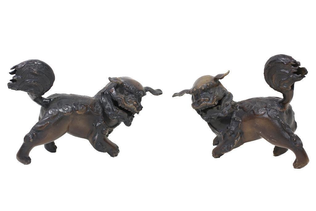 A Pair of Bronze Foo Dog Statues (1 of 2)