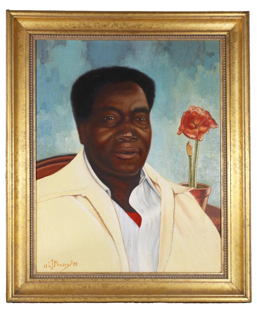 Larry Johnson (20th Century) Oil of William Ward: American, 20th century (1999). An oil on canvas portrait of North Carolinian William Ward. Painted by Larry Johnson; signed lower right. 20" w x 24" h, 15" w x 20" h (sight). From the