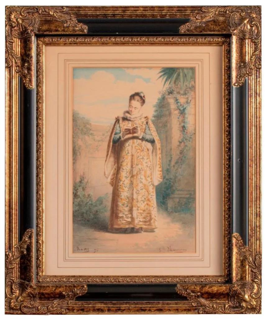 Two 19th Century Watercolors Portraits of Ladies (1 of 3)