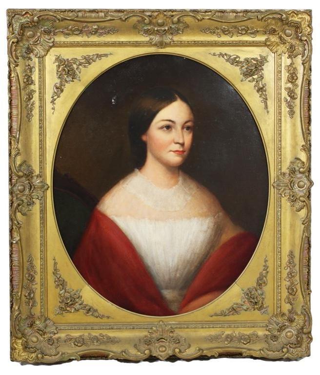 Antique 19th Century Portrait of a Woman in a Grand Frame (1 of 5)