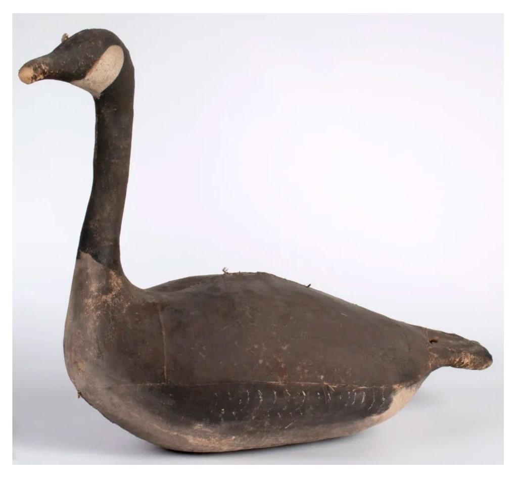 An Antique Painted Canvas Goose Decoy (1 of 5)