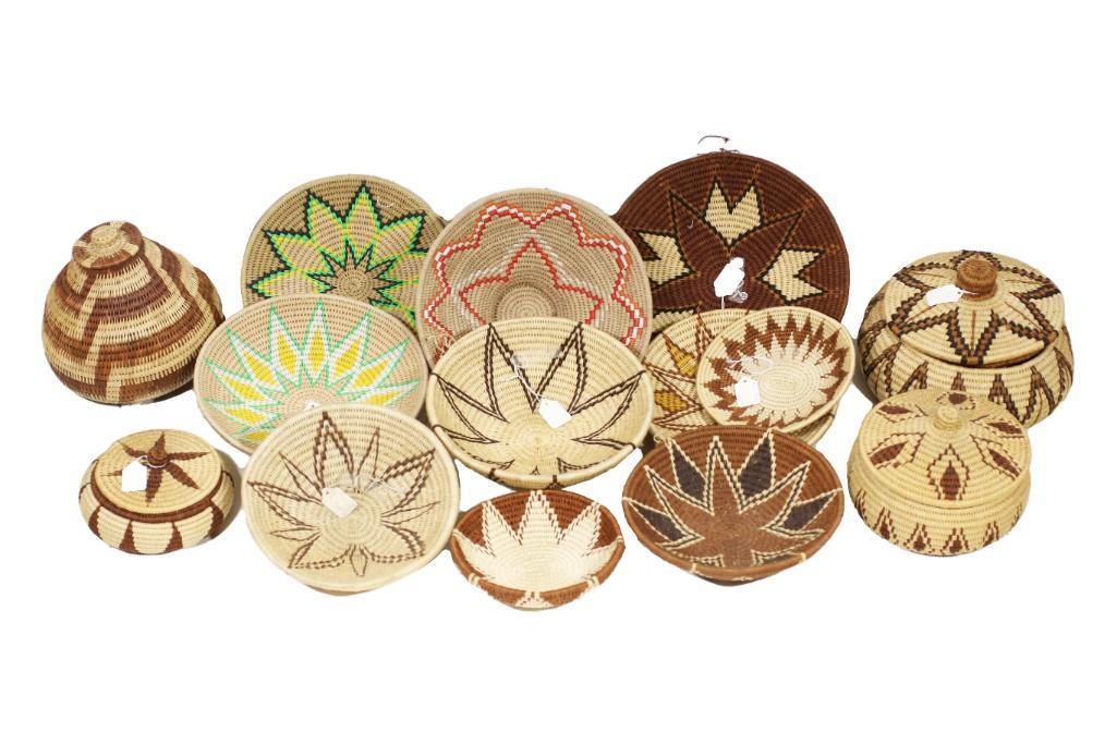 A Collection of 10+ Colorful Vintage African Baskets (1 of 3)