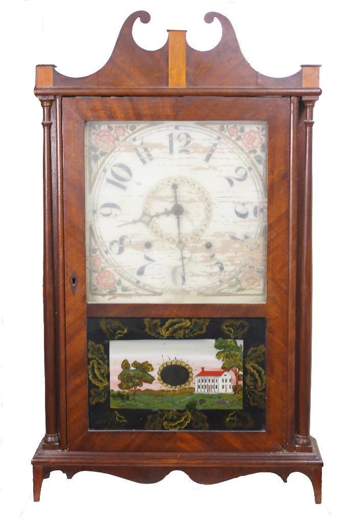 Bishop & Bradley Pillar & Scroll Reverse Painted Shelf Clock, Watertown, CT (1 of 6)