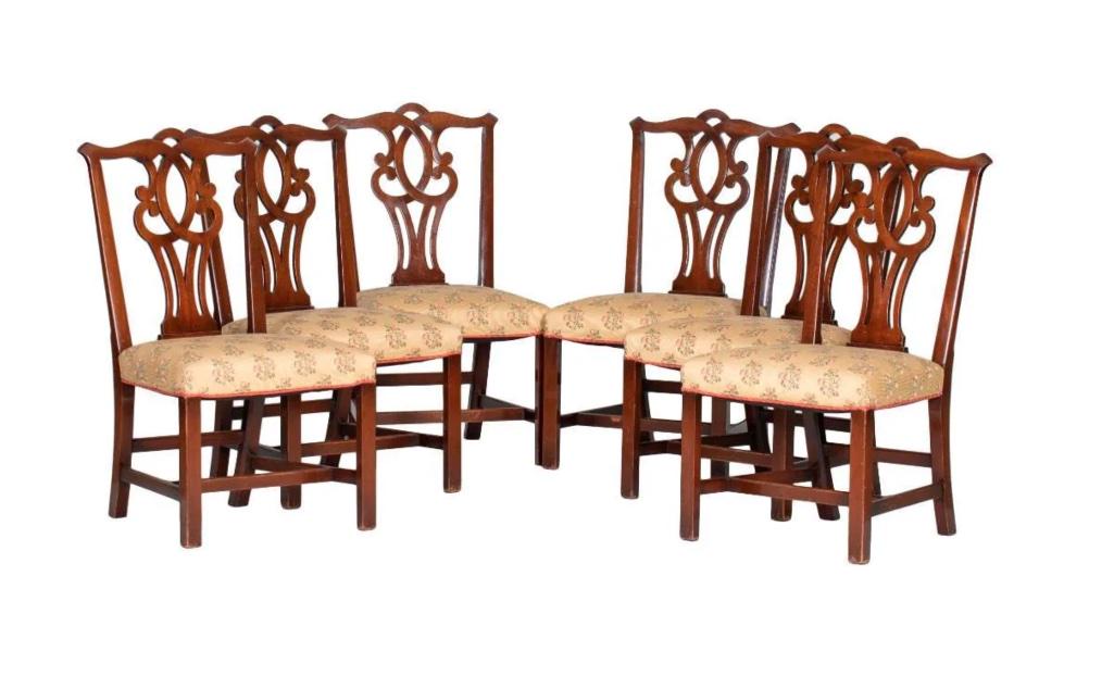 A Group of Six Chippendale Style Mahogany Dining Chairs (1 of 2)