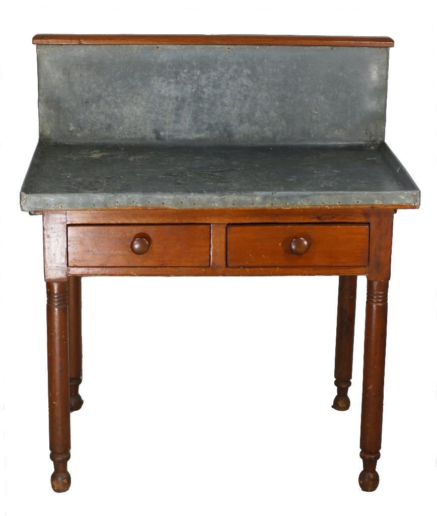 An Antique Wood and Zinc Washstand with Cutting Board (1 of 8)