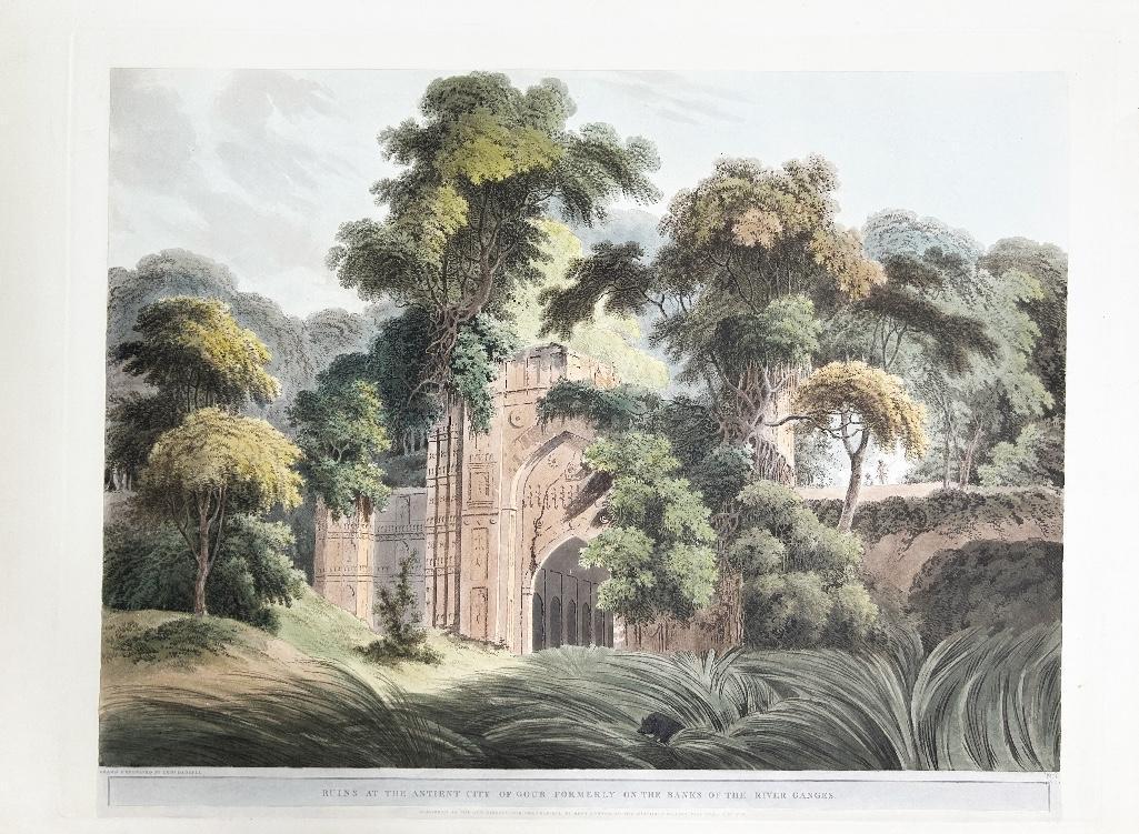 Thomas Daniell (1749-1840) and William Daniell (1769-1837) Ruins at the City of Gour Aquatint (1 of 2)