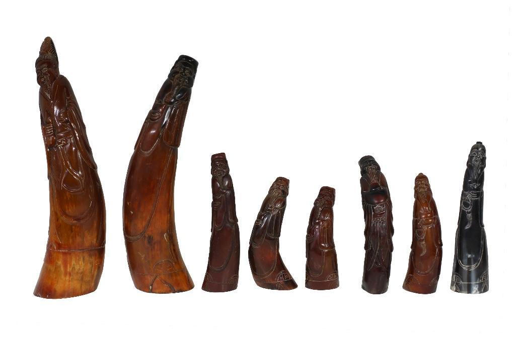 A Large Lot of Antique Chinese Horn Carvings (1 of 2)