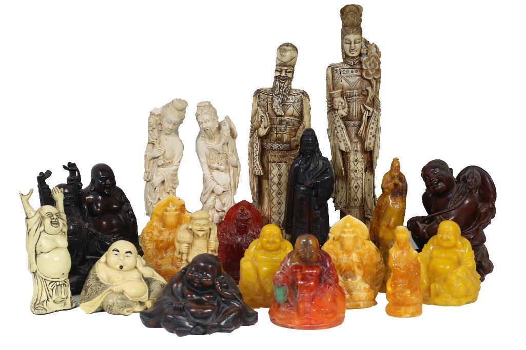 A Lot of Vintage Buddha and Chinese Noble Statues (1 of 4)