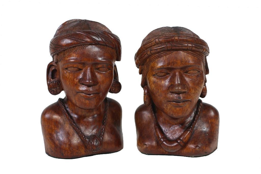 Vintage Hand-Carved Wooden Filipino Tribal Figurine Bookends (1 of 3)