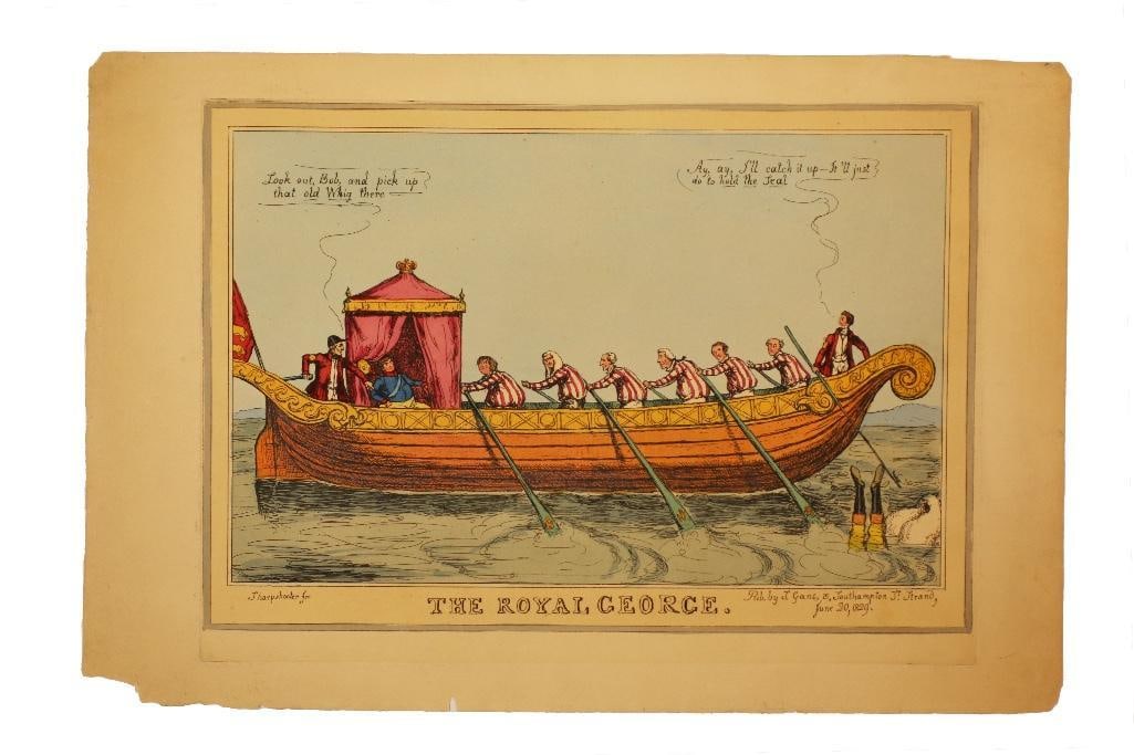 England, early 19th century. A hand colored lithograph titled 'The Royal George.' Overall good (1 of 2)