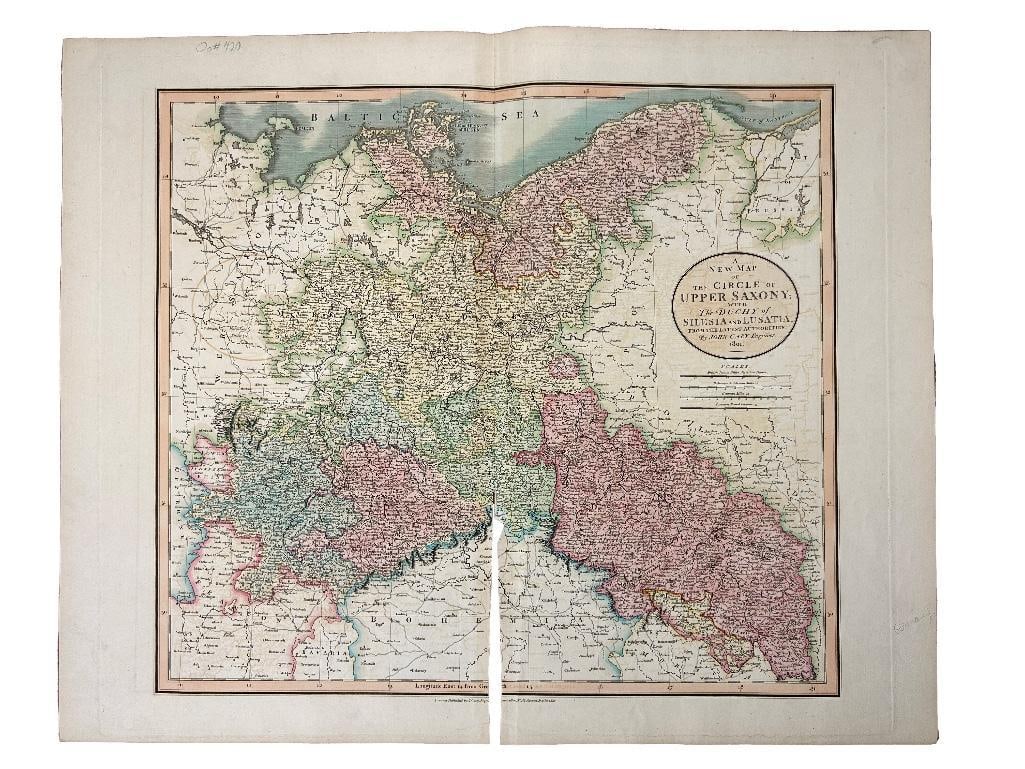 19th century. Published by J. Cary, London. Dec, 1801. Hand-colored and outlined.  Split in the (1 of 1)