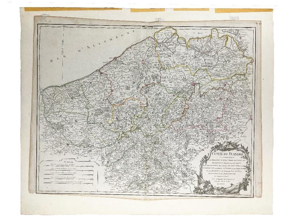 18th century. An original map of Belgium from the mid 1700s; Comte de Flandre attributed to Didier (1 of 1)