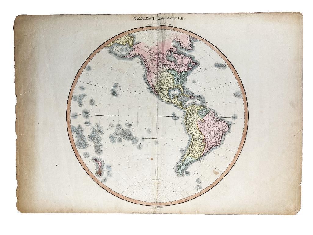 Early 19th century. A stunning map of the western hemisphere drawn Mr. Pinkerton by L. Hebert. (1 of 1)