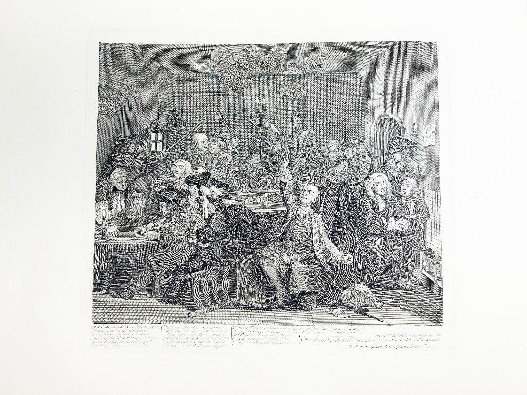 England, early 19th century. A folio William Hogarth engraving from A Rake's Progress. Overall good: England, early 19th century. A folio William Hogarth engraving from A Rake's Progress. Overall good condition, staining in margins. Measures 19 x 25 inches.