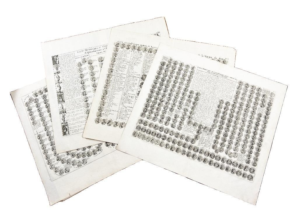 Continental, 18th century. Five Roman, Spanish, and Italian family tree engravings on chain-laid (1 of 3)