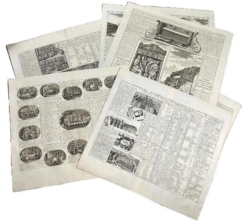 Continental, 18th century. Eight European architecture, military, and family tree engravings on (1 of 3)