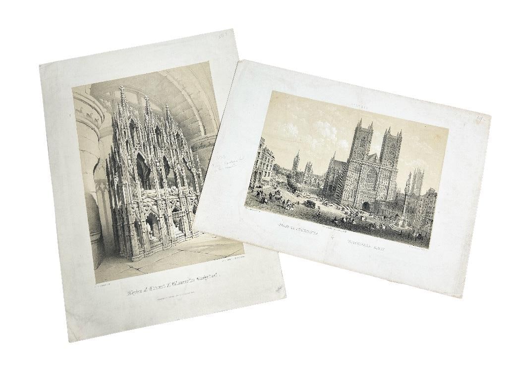 England, 19th century. Two lithographs after Charles RiviÃ¨re (1848-1920) of Westminster Abbey, (1 of 2)