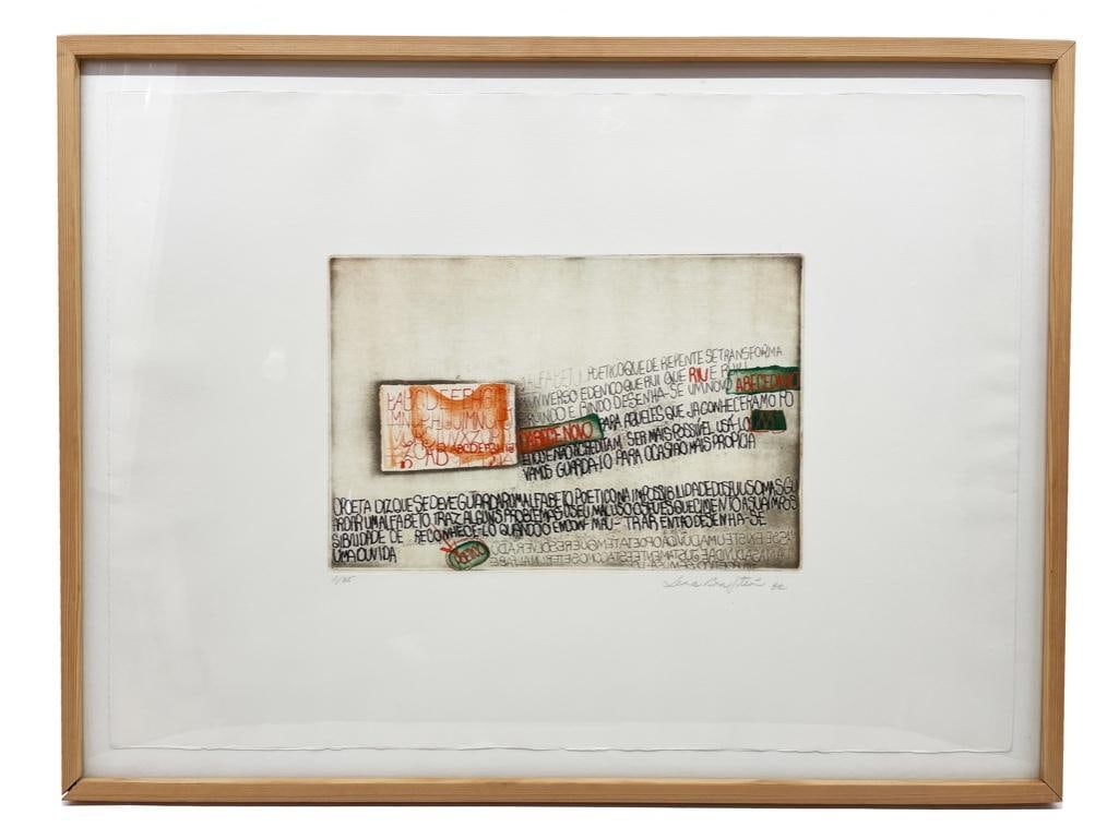 South America, 20th century. An abstract art print on paper signed by the artist in the bottom (1 of 2)