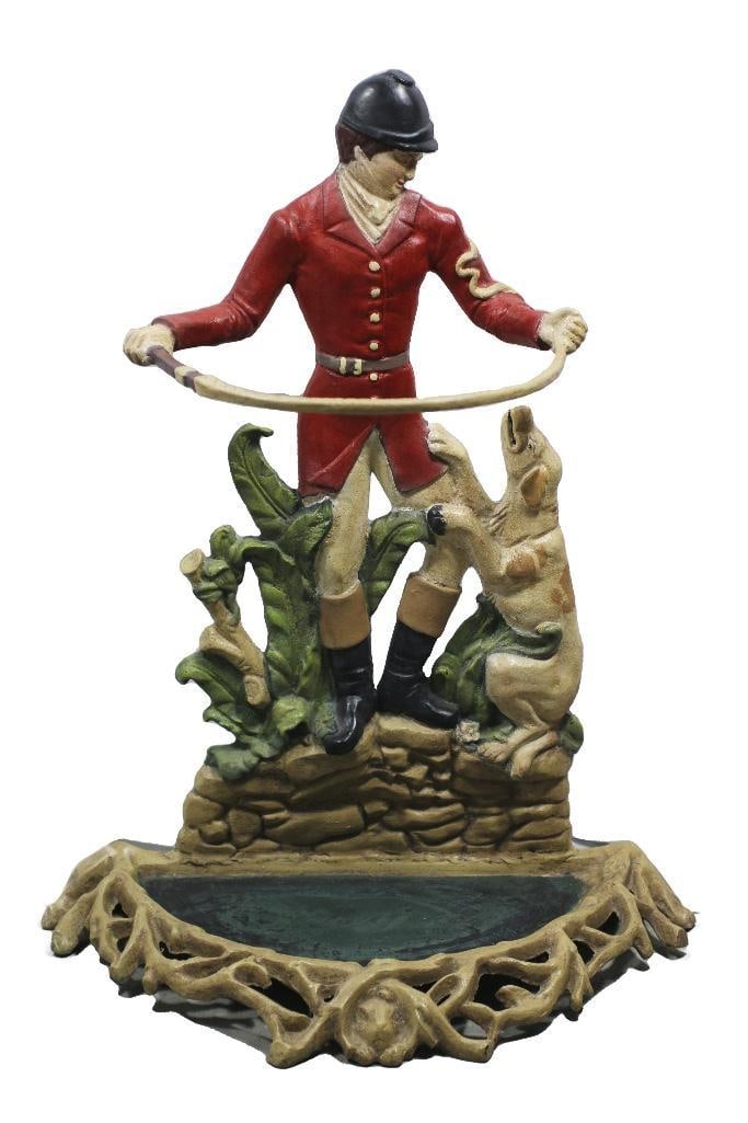 An Antique Jockey Equestrian Umbrella Stand: An antique jockey umbrella stand of crast iron. Solid and in good condition.