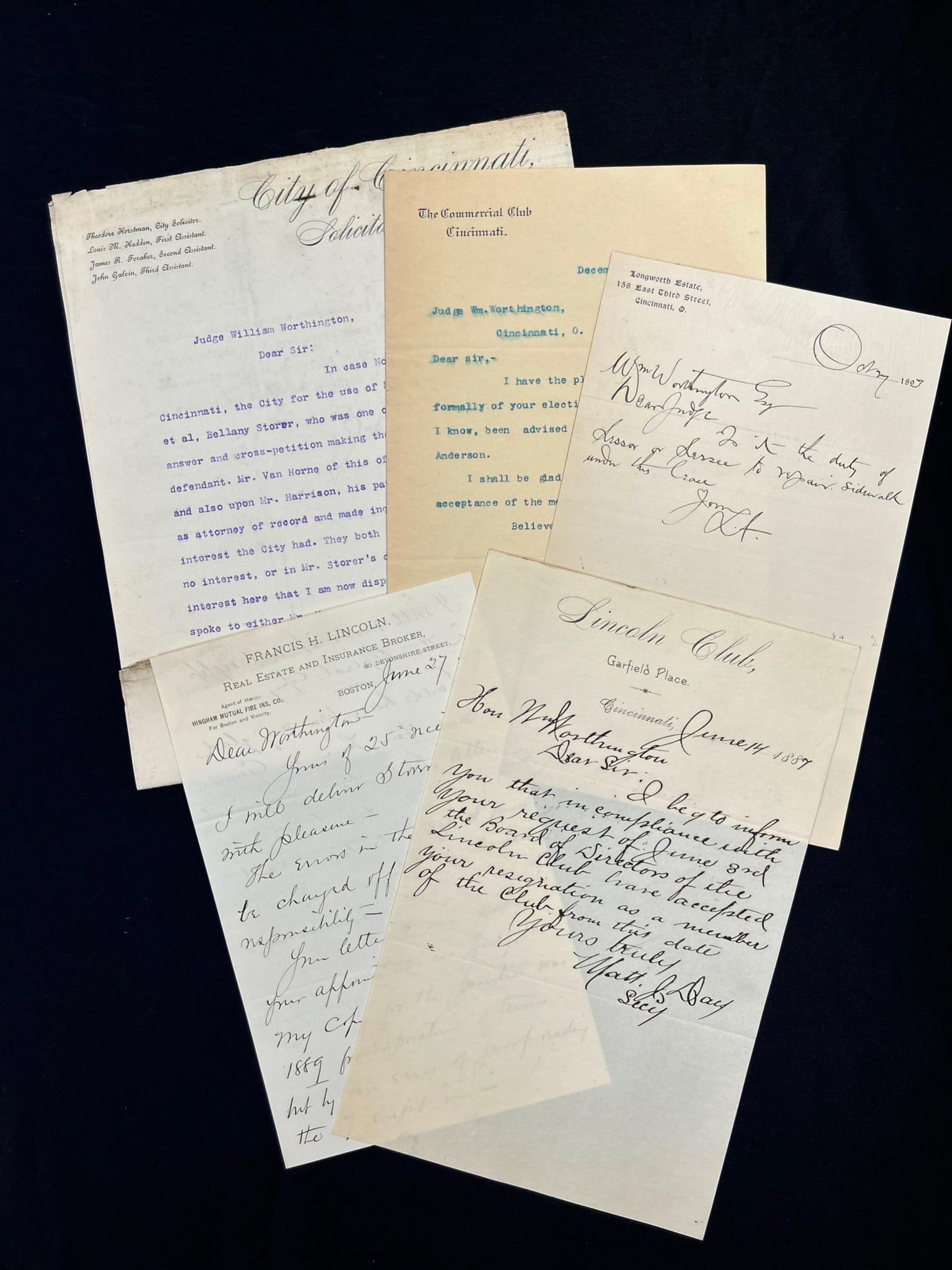 Misc Lot of Letters Addressed to Hon. Judge William Worthington 1880s (1 of 3)