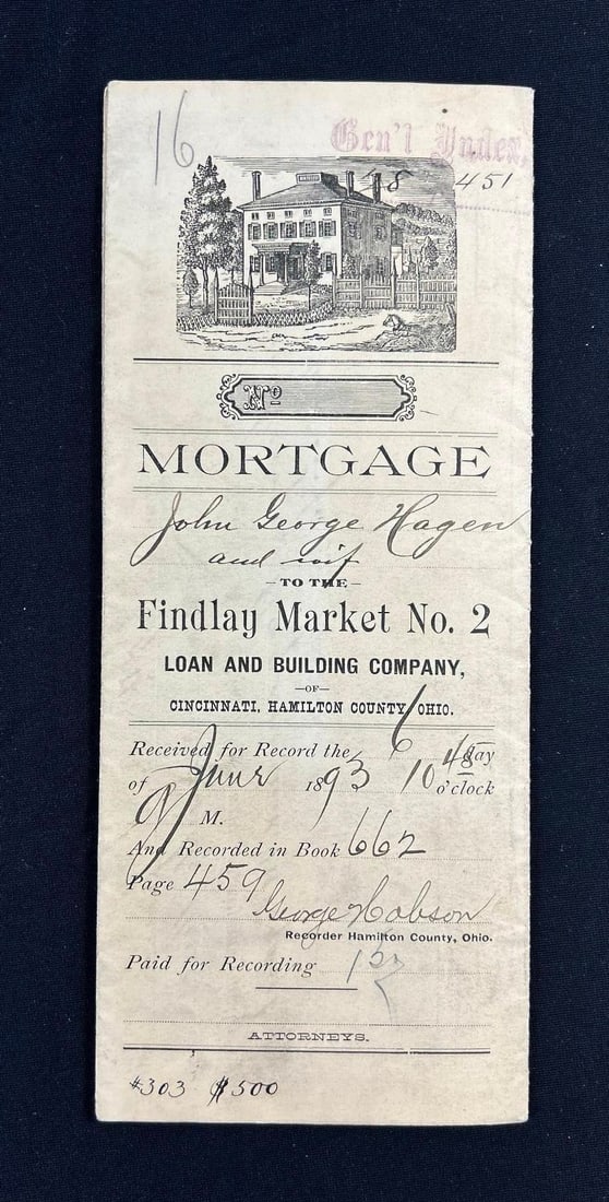 1893 Findlay Market No. 2 Loan and Building Company of Cincinnati Mortgage (1 of 8)