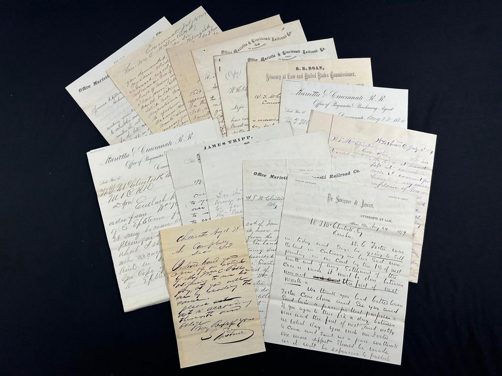 1800s Office Marietta & Cincinnati Railroad Co Law Letters (1 of 3)