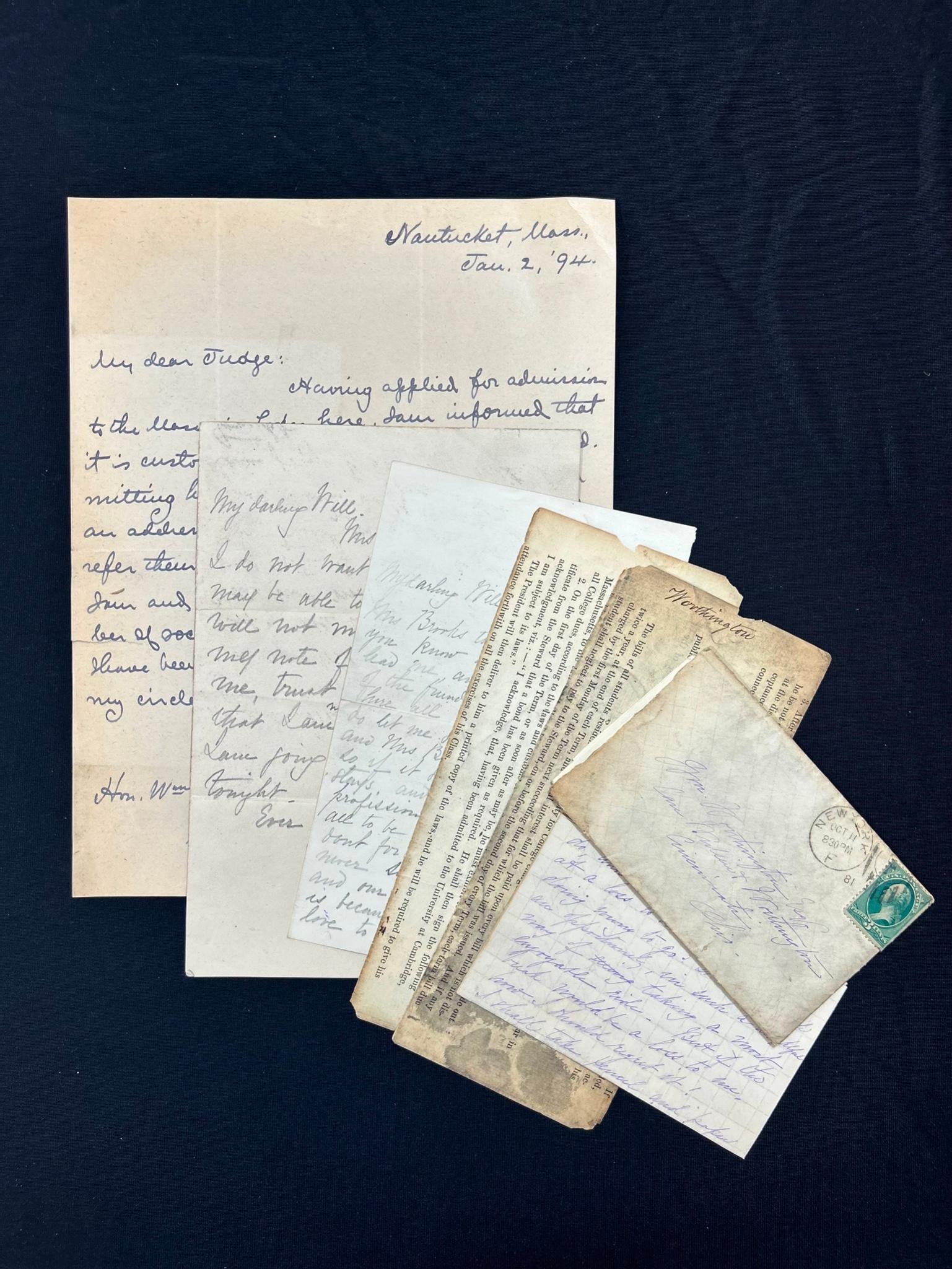 Judge William Worthington 1863 Harvard Admission Letter and Personal Writings (1 of 5)