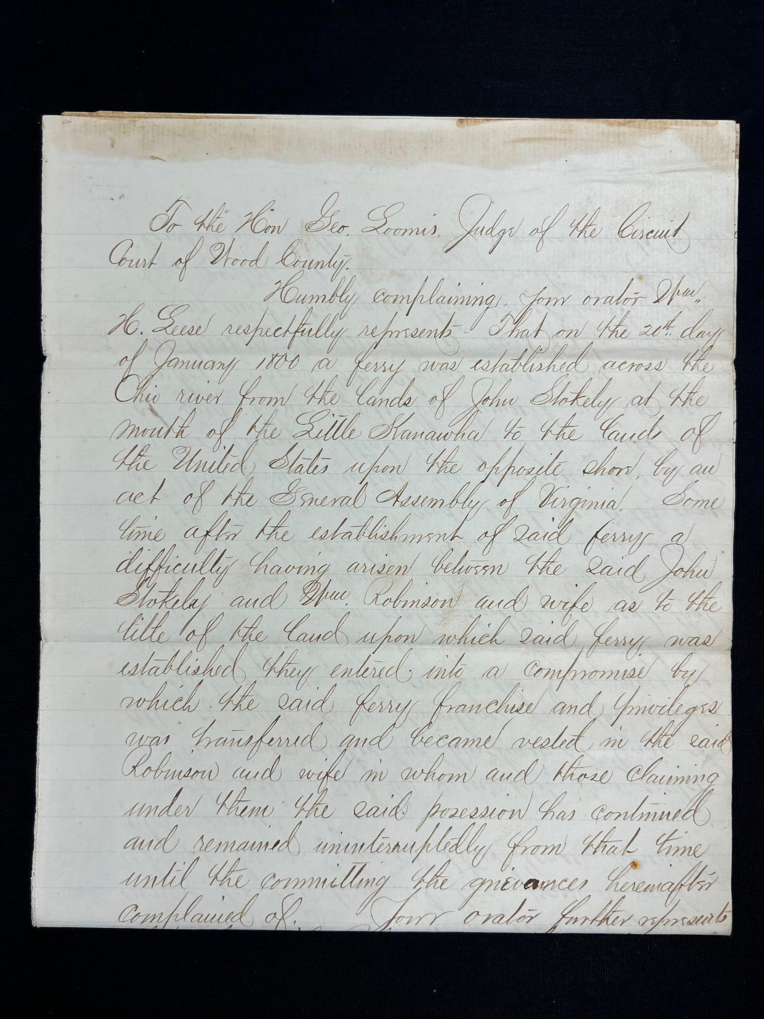 19th Century Circuit Court Document Wood County, Ohio (1 of 5)