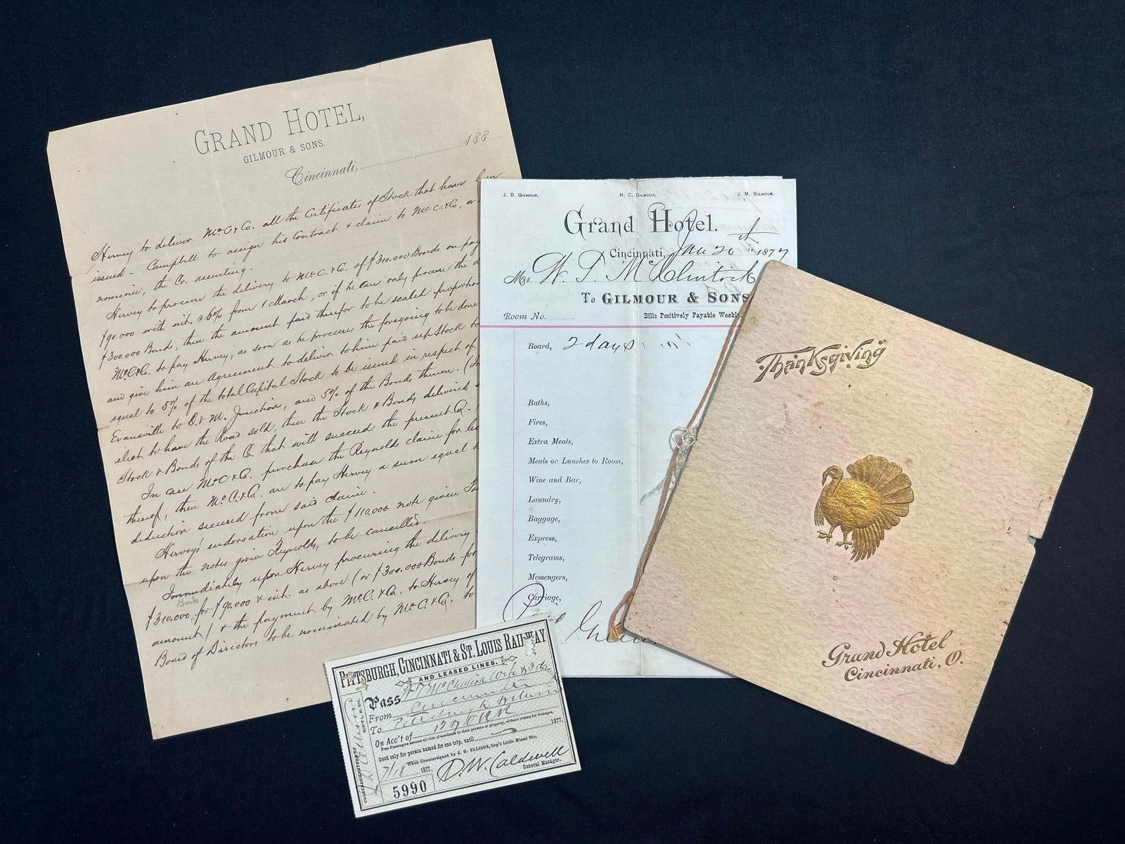 1877 Grand Hotel Cincinnati Receipts and Thanksgiving Menu (1 of 5)