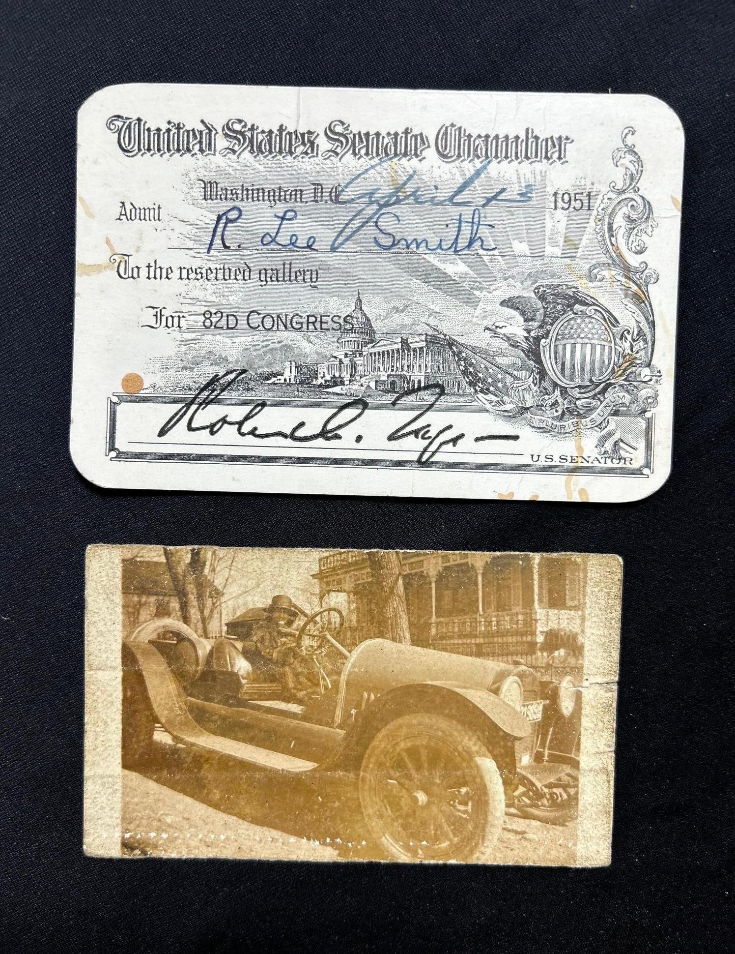 U.S. Senate Chamber Admittance Signed by Robert A. Taft (1 of 4)