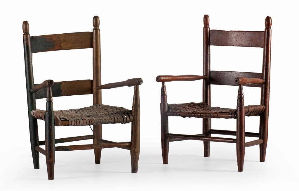 A Pair of Painted Shaker Child's Chairs (1 of 3)