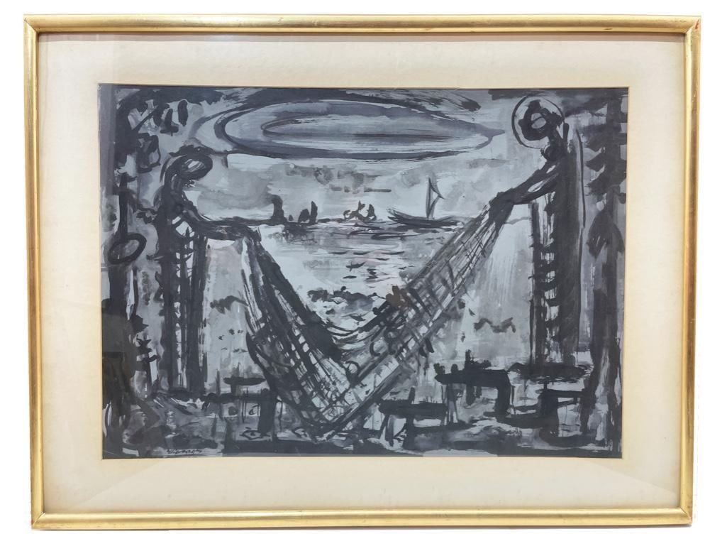 Pedro Giacaglia (1922-1997) Abstract Figures Mixed Media (1 of 2)