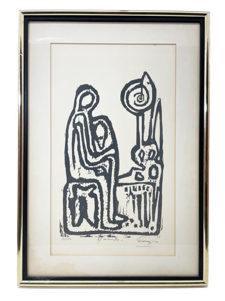 Pedro Giacaglia (1922-1997) Abstract Figures Embraced (1 of 2)