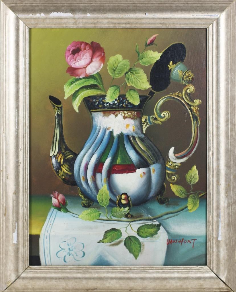 A Still Life of Teapot, Signed Van Hunt (1 of 3)