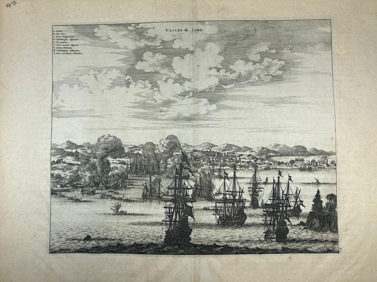 A 1671 Engraving 'Callao de Lima' Arnoldus Montanus (c.1625-1683) (1 of 2)