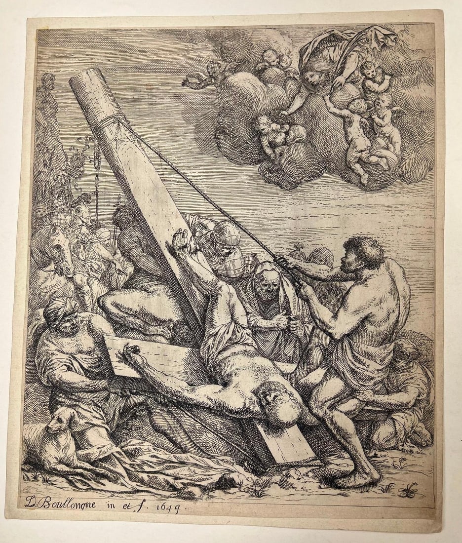 An Engraving of 'Martyrdom of St. Peter' by Louis de Boullogne (French, 1609–1674) (1 of 2)
