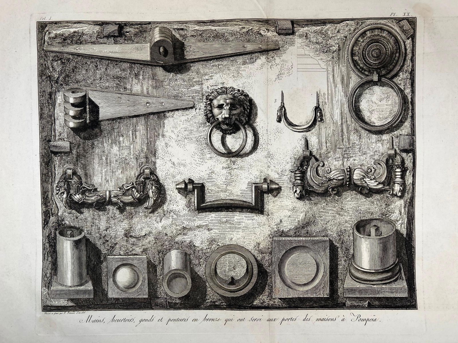 Engraving of Decorative Elements from Pompeii by Francesco Piranesi (1758-1810) (1 of 2)