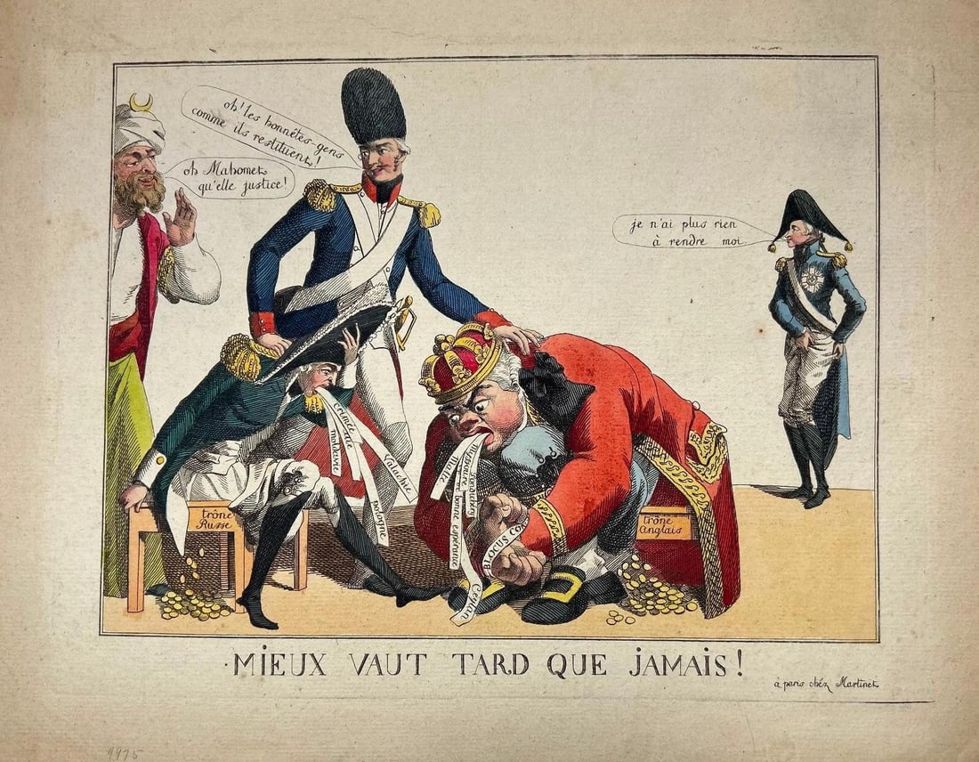 'Mieux Vaut Tard Que Jamais!' Early French Political Cartoon (1 of 1)