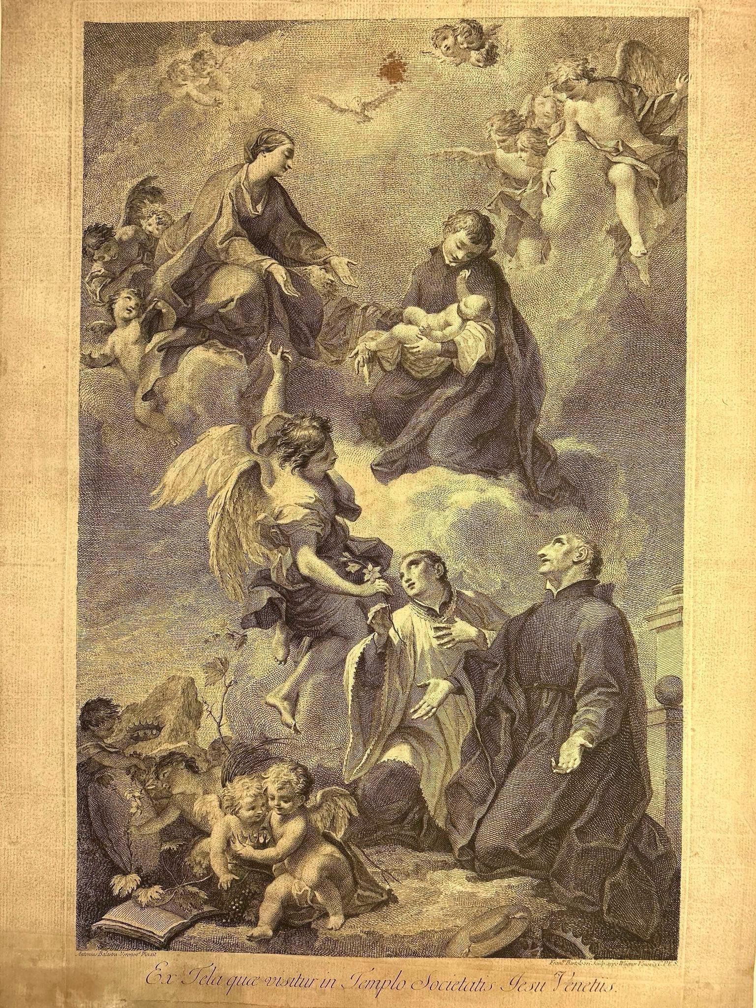 'Saint Mary with Saint Antony of Padua' by F. Bartolozzi after A. Balestra (1666-1740) (1 of 3)