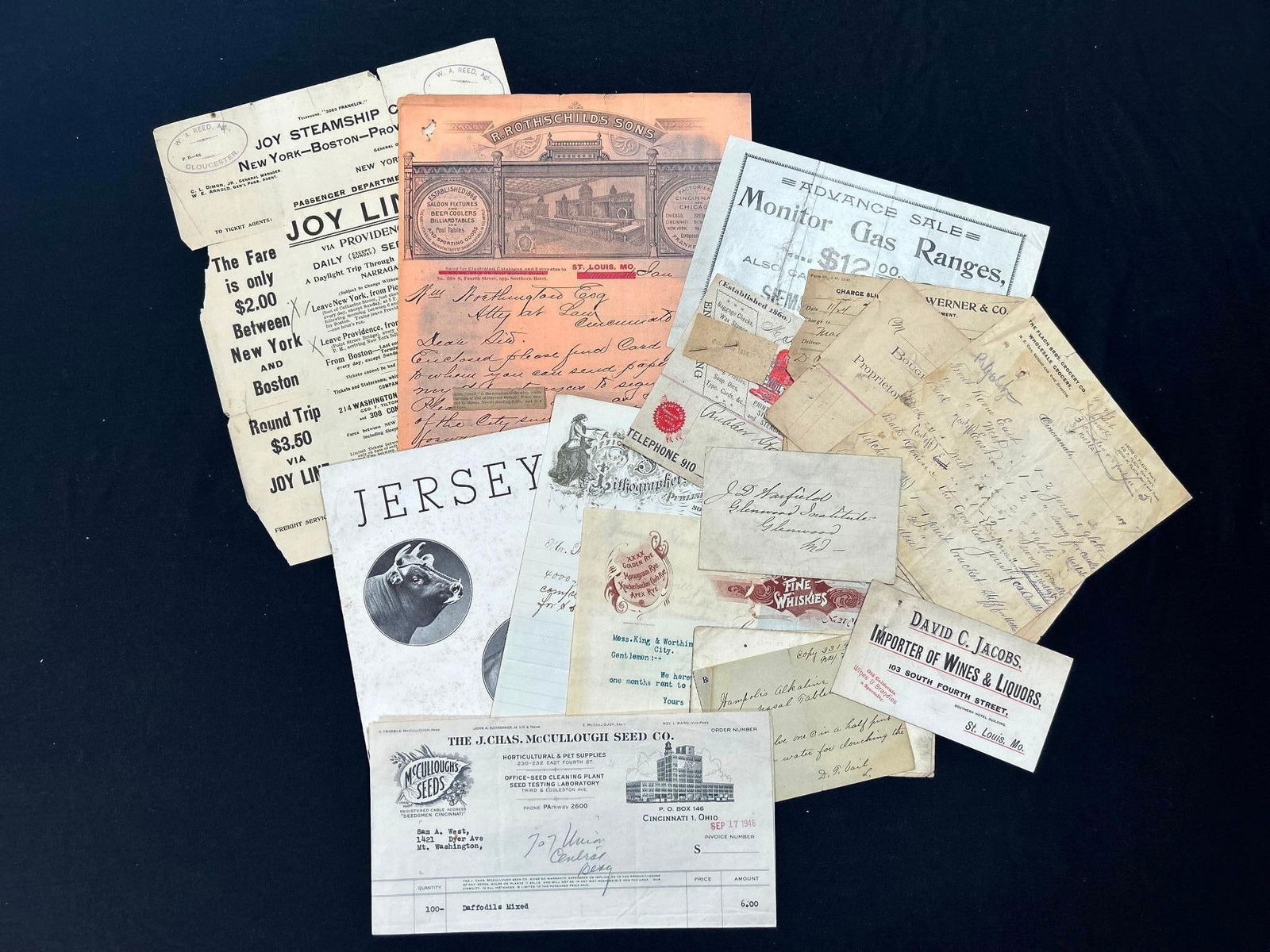 A Lot Of Antique Cincinnati, Oh Receipts And Advertisements Auction