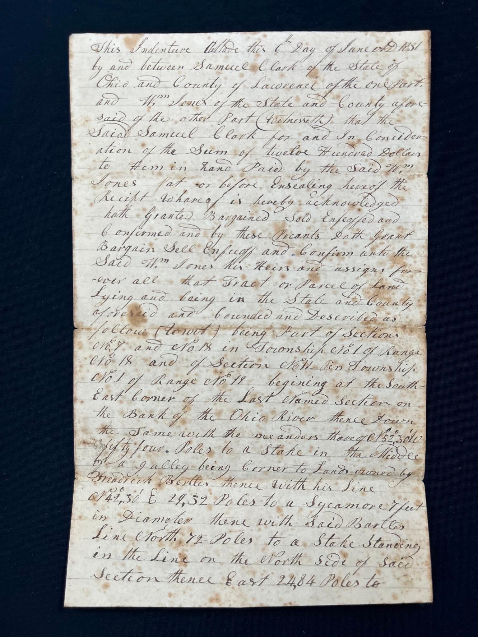 1831 Riverfront Land Deed Cincinnati, Ohio (1 of 5)