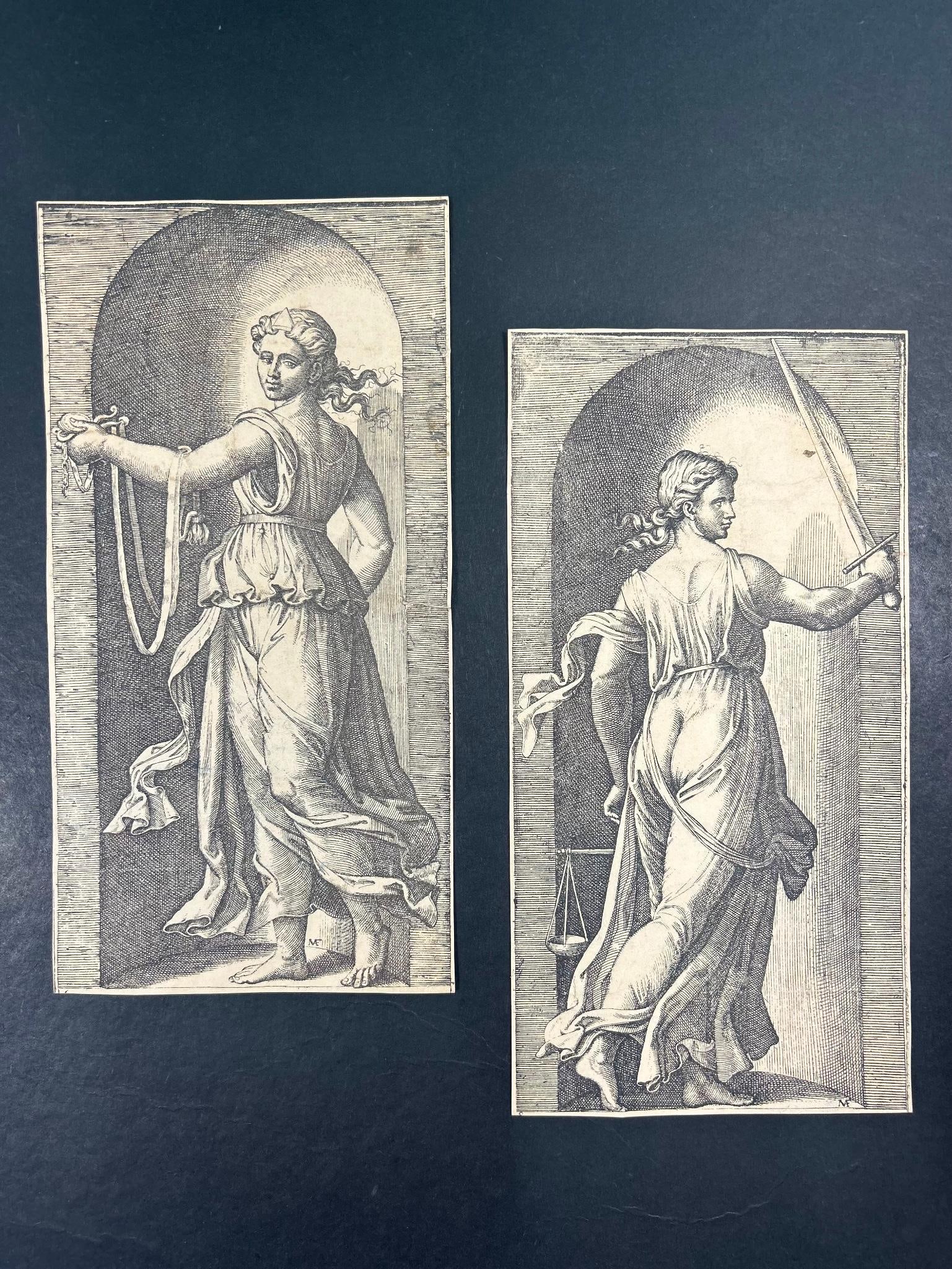A Pair of Engraving by Marcantonio Raimondi after Raphael ca. 1515-25 (1 of 4)