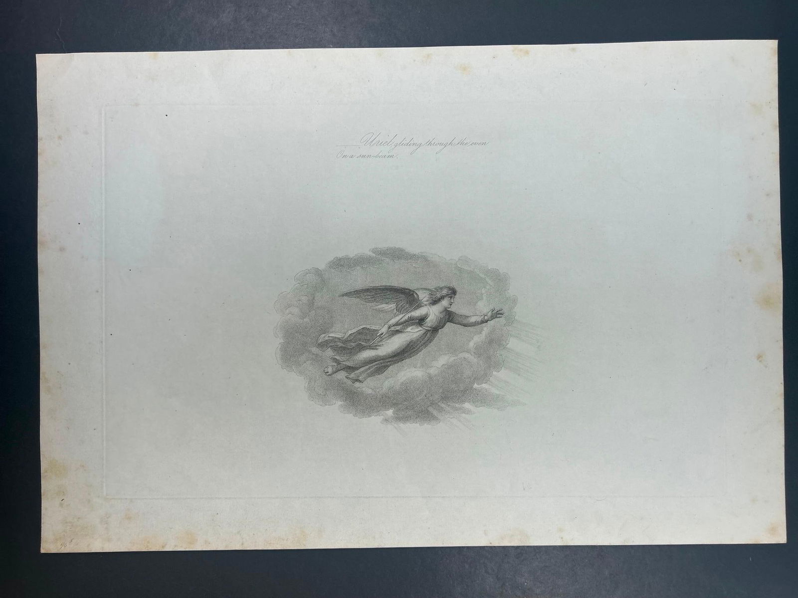'Uriel, gliding through the even on a sun-beam' Copperplate Engraving c. 1818 (1 of 1)