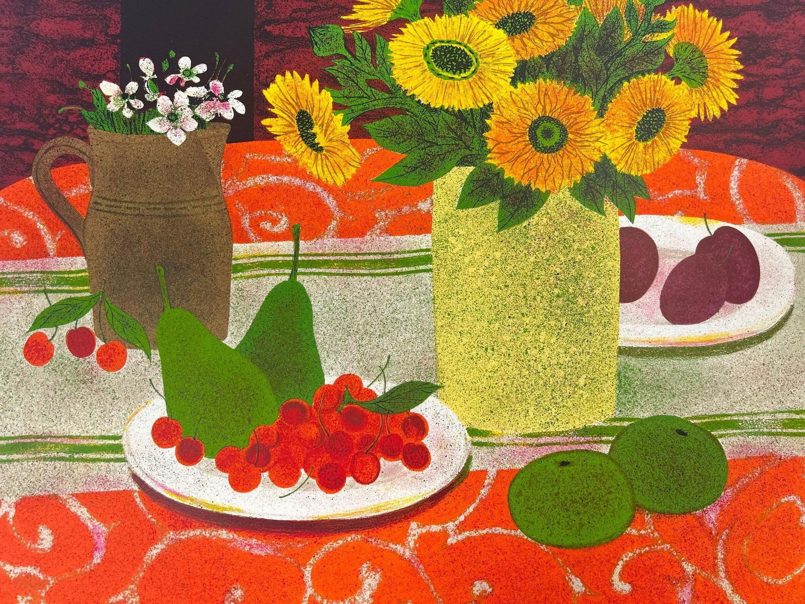 Yves Ganne Signed Flower and Fruit Lithograph (1 of 3)