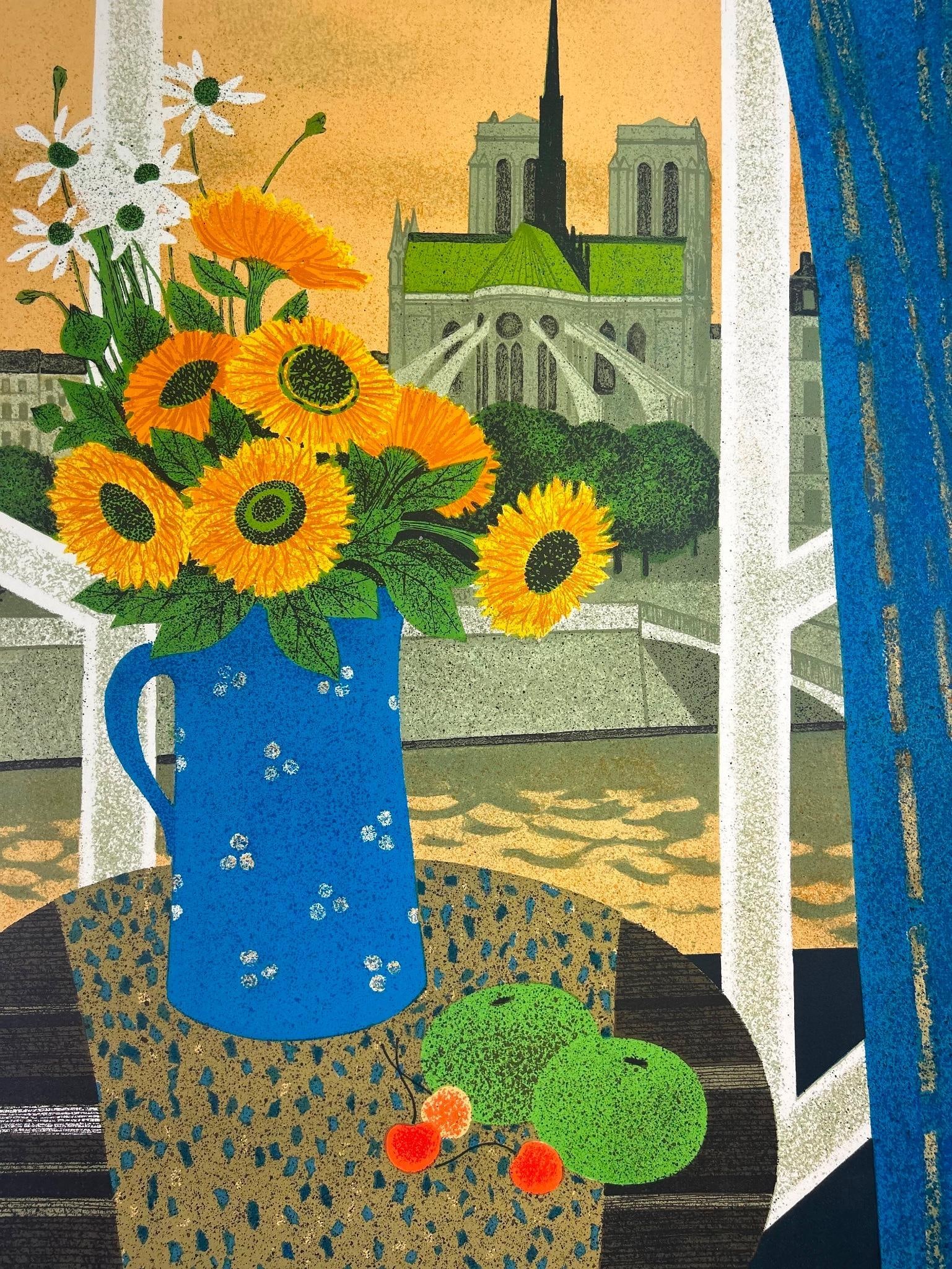 Yves Ganne Signed Sunflower and Fruit Lithograph (1 of 3)